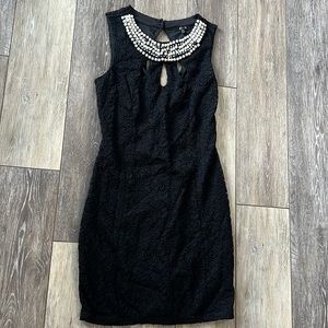 Alt. B black dress with Pearl neckline
